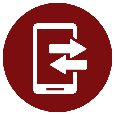 icon of smartphone with two arrows representing making a payment